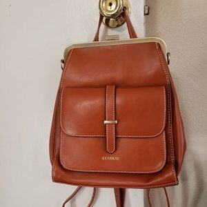 Faux Leather Brown Backpack